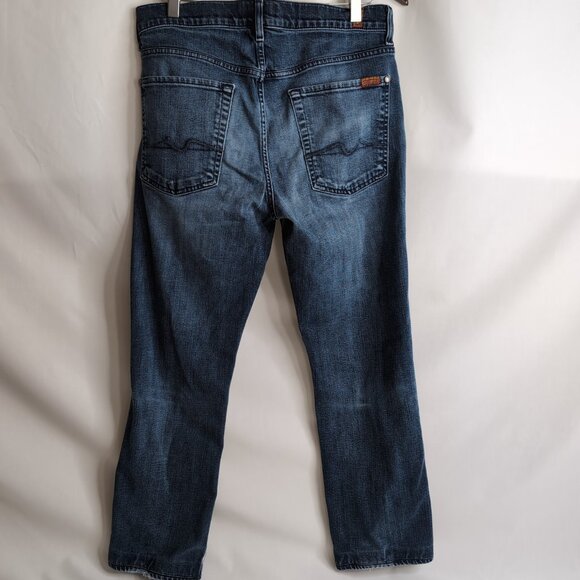 7 For All Mankind Men's Foolproof Slimmy Dark Blue Denim Jeans, Size 32 - Picture 2 of 10